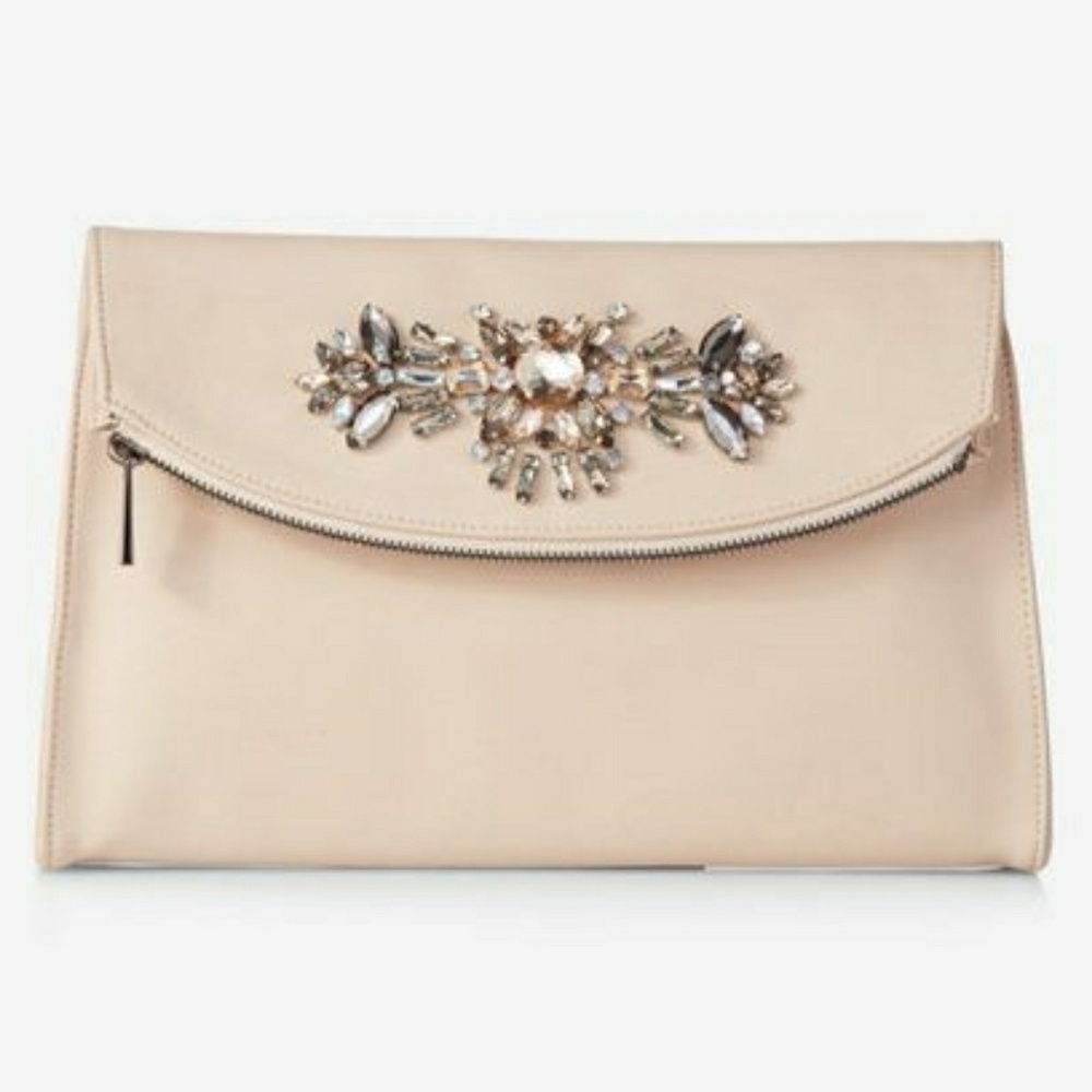 NWOT Blush Jeweled Fold over Clutch from Express